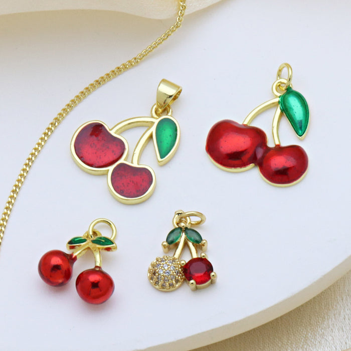 Wholesale Color Drop Oil Cherry Apple Rose Red Pepper Pendant Necklace Clavicle Chain