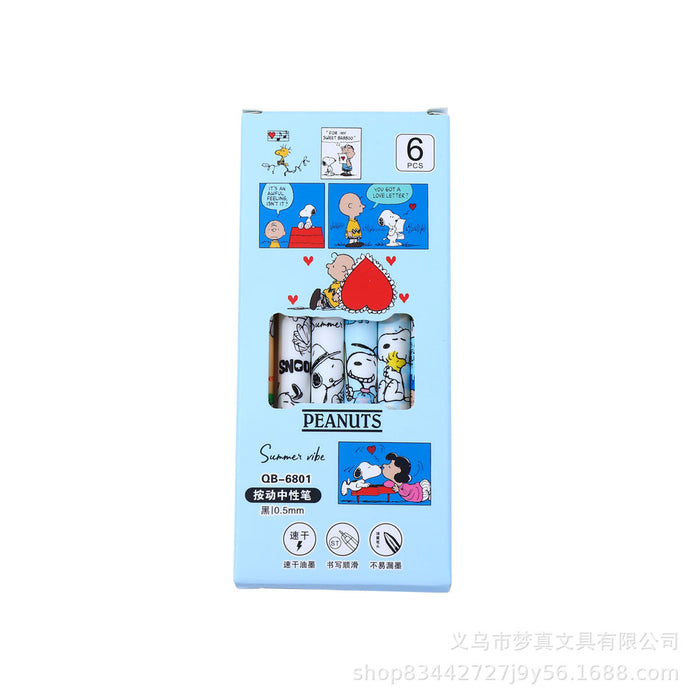 Wholesale 6pcs/box Cute cartoon brush pen student cartoon neutral pen quick-drying black pen exam office
