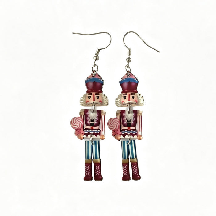 Wholesale Trendy Nutcracker Christmas Soldier Acrylic Earrings 3 Piece Set Holiday Jewelry Accessory