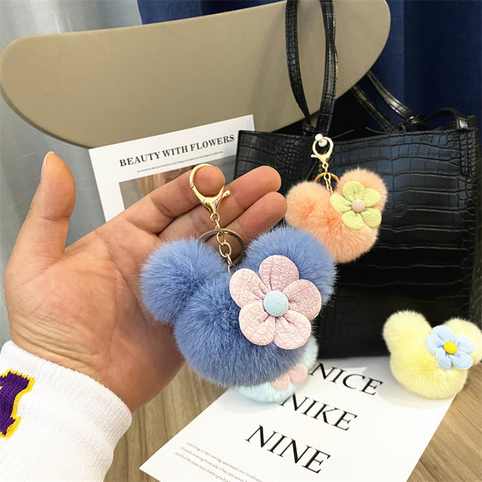 Wholesale Creative Cartoon Head Keychain Cute Plush Bag Pendant Car Key Chain Pendant Accessories Small Gift