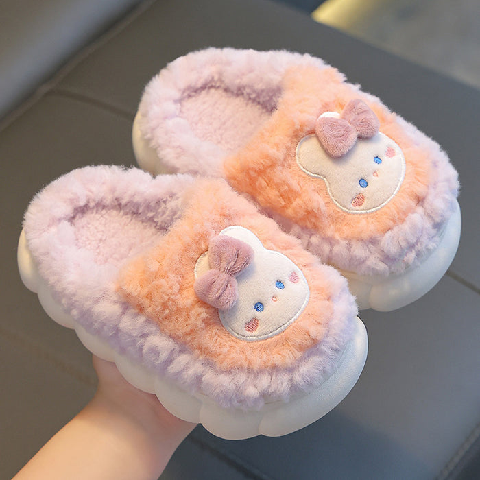 Wholesale Winter Children's Cotton Slippers for Boys and Girls Warm Non-slip Plush Parent-child Bag Baby Furry Cotton Slippers JDC-SP-Langd005