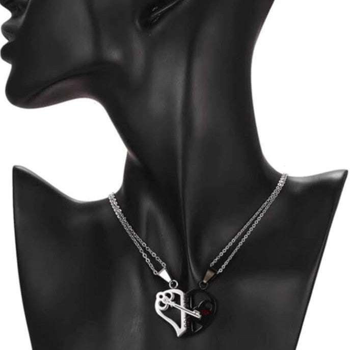Wholesale Key-shaped couple heart necklaces