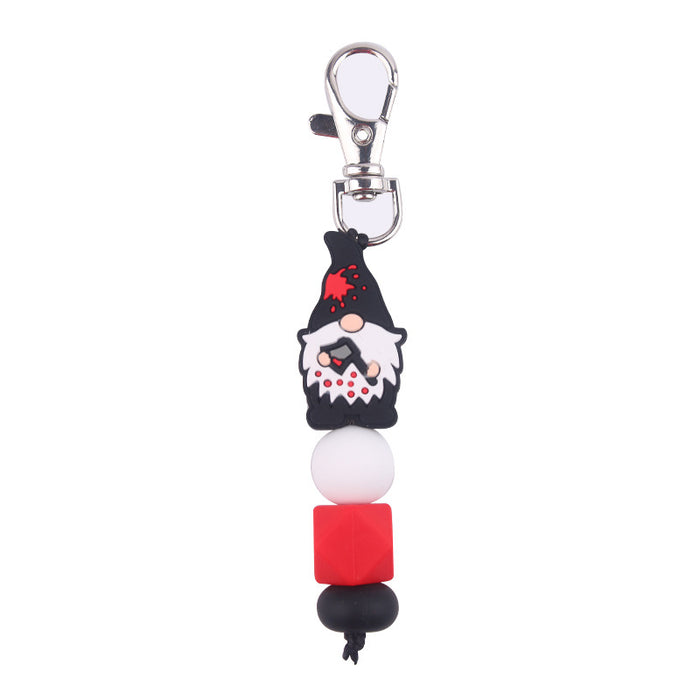 Wholesale Cartoon Santa Claus Silicone Bead Keychain JDC-KC-GuangTian035