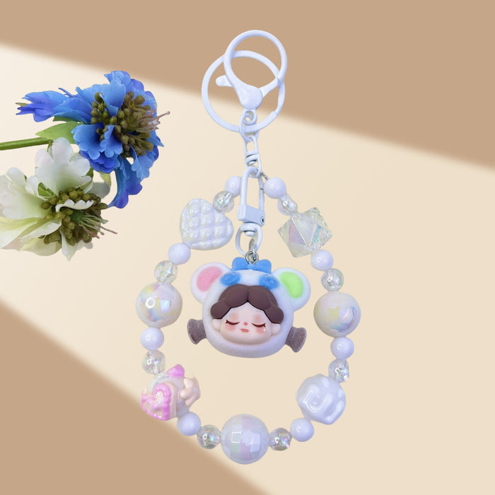 Wholesale Flocked Wizard Beaded Keychain