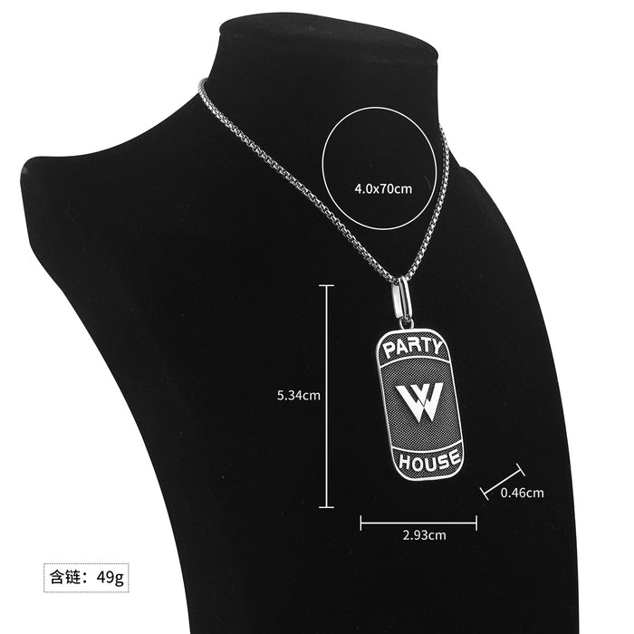 Wholesale Stainless steel necklace casting square brand three-dimensional pendant personalized titanium steel accessories wholesale