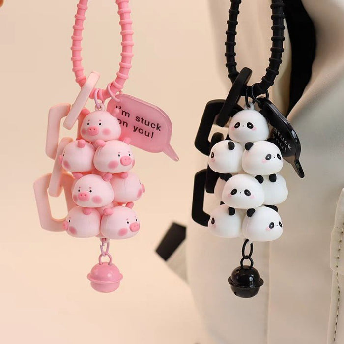 Wholesale  pendant succulent grape string panda anti-lost keychain bag ornaments cartoon animal keychain