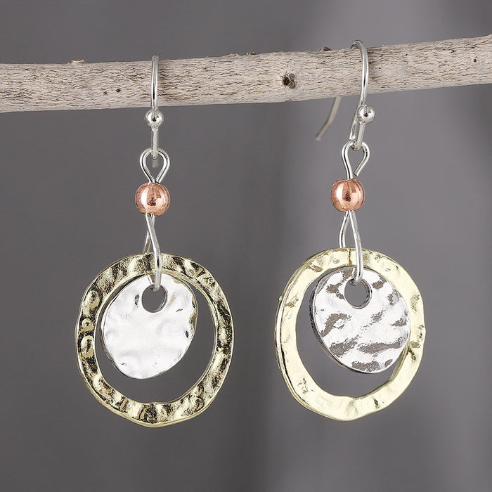 Wholesale 2pcs Retro Round Flower Tassel Earrings