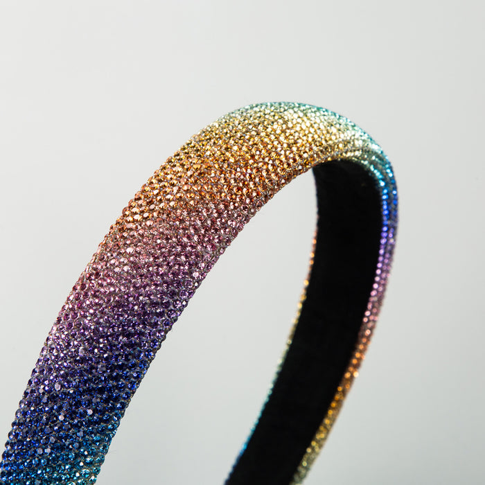 Wholesale Simple Rainbow Full Diamond Headband JDC-HD-HM021