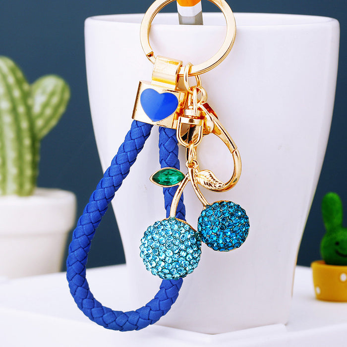 Wholesale Diamond studded car keychain pendant, metal keychain ring, cute and creative