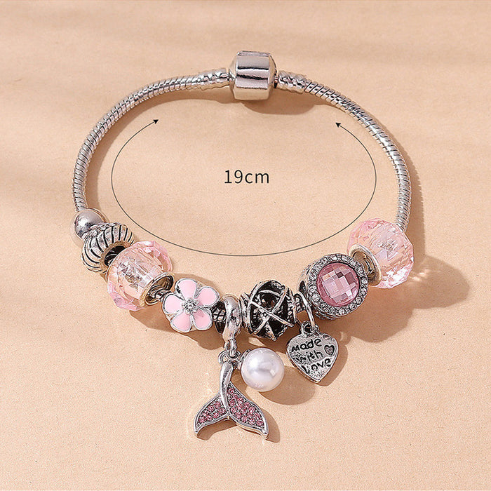 Wholesale Mermaid Fishtail Pearl Diamond Beaded Crystal Bracelet JDC-BT-Qianzi003