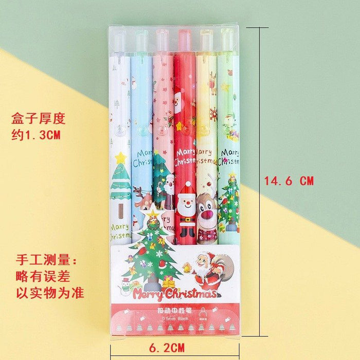 Wholesale Christmas cartoon push gel pen student stationery black push creative signature pen
