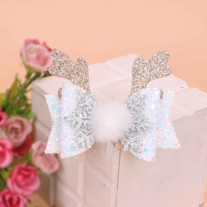 Wholesale Children Christmas Snowflake Fabric Bow Hairpin JDC-HC-Bais005