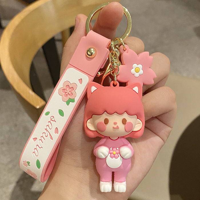 Wholesale Pink cherry blossom girl key chain