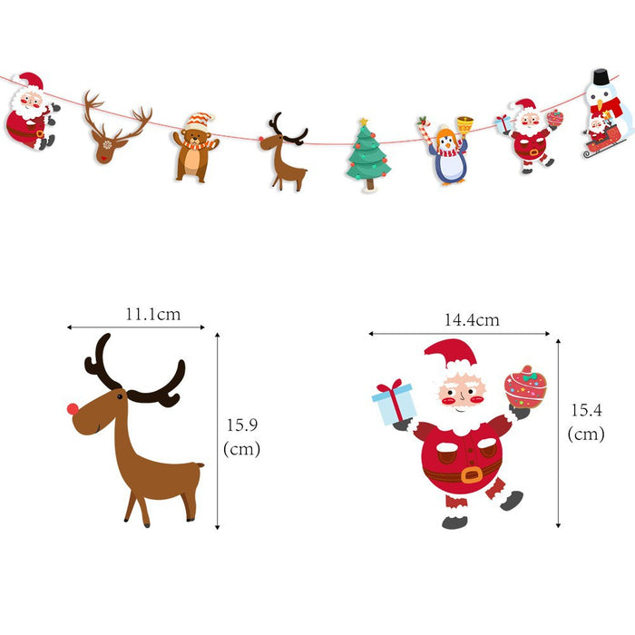Wholesale Christmas Decorations Christmas Pull Flag Hanging Flag Holiday Banner Party Decoration Paper Cartoon Christmas Pull Flower String Flag