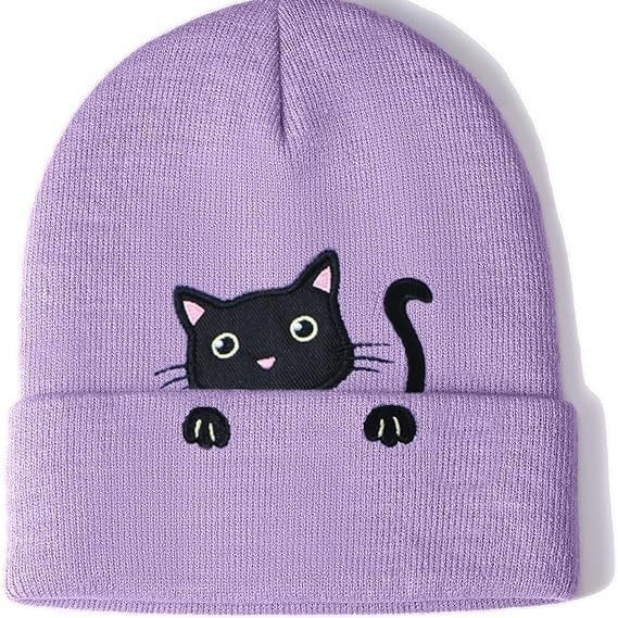 Wholesale Acrylic Cat Embroidery Knitted Beanie JDC-FH-Shengn008