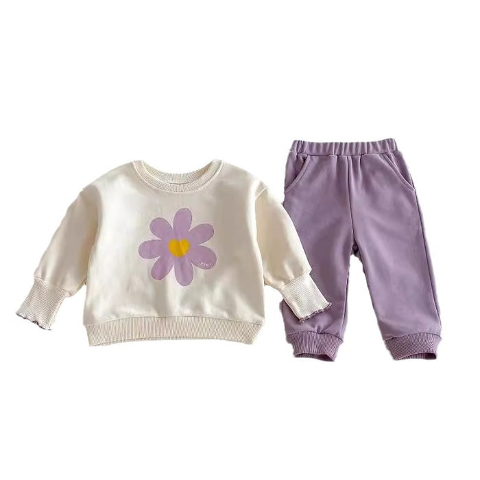 Wholesale Cute Small Flower Sweatshirt Sweatpants Baby Suit JDC-BC-WeiNiS022