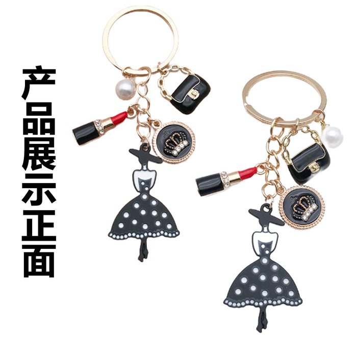 Wholesale Black Dress Pearl Alloy Keychain JDC-KC-LuNeng007