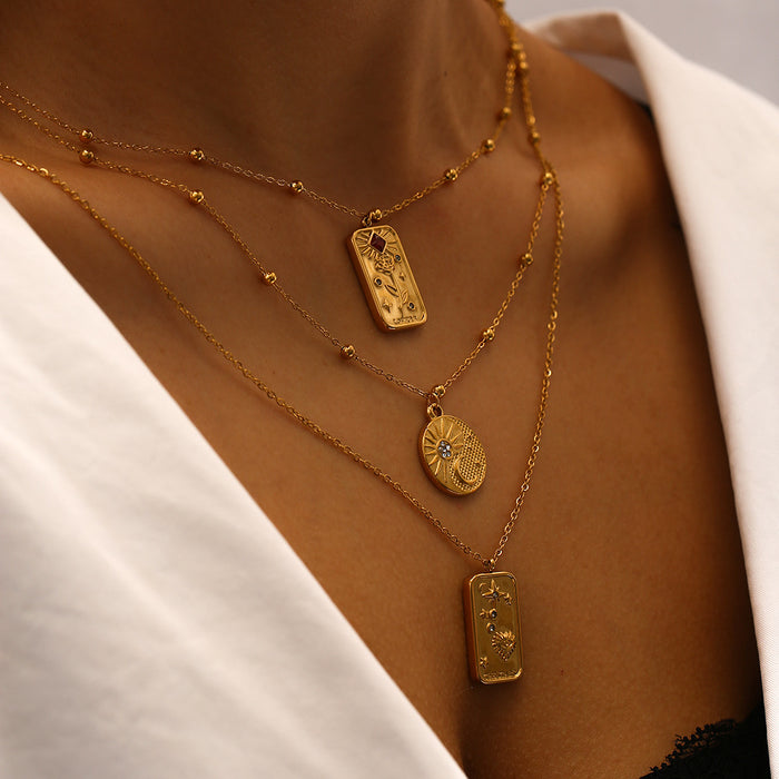 Wholesale Fashionable hot selling retro style stainless steel rainbow zircon necklace electroplating wholesale