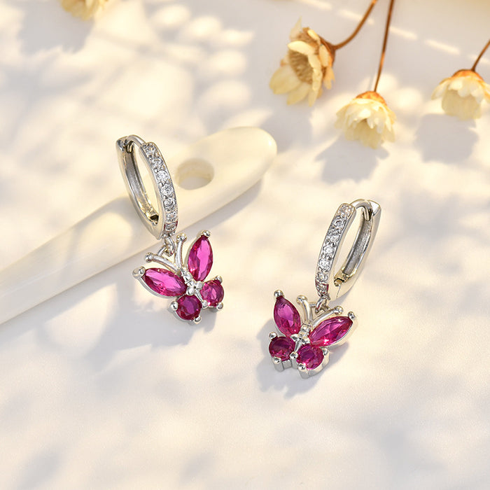 Wholesale Butterfly sterling silver needle earrings with fashionable and simple style, ear buckles, and headwear accessories