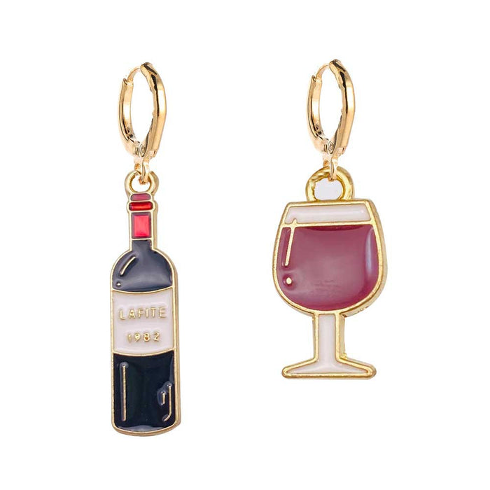 Wholesale Alloy Oil Drop Earrings Beer Red Wine Glass Coffee Gourmet Drink Pendant Earrings