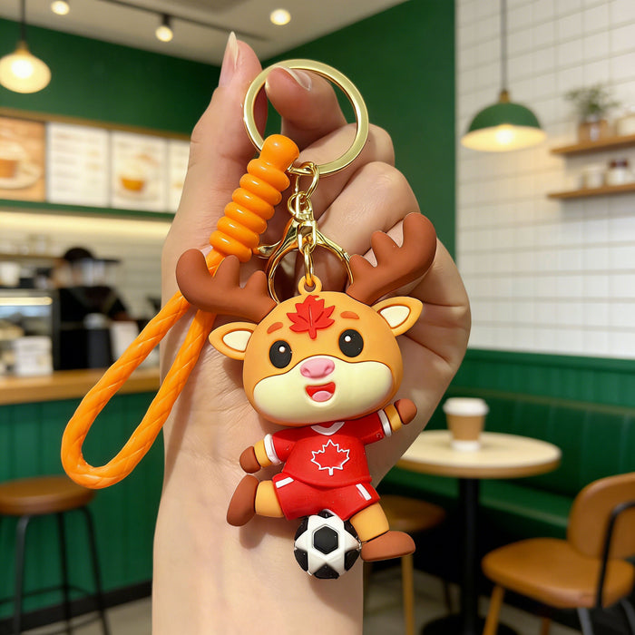 Wholesale 2026 Mascot Keychain Silicone PVC Soccer Charm Gift Bag Car Key Accessory MOQ≥2