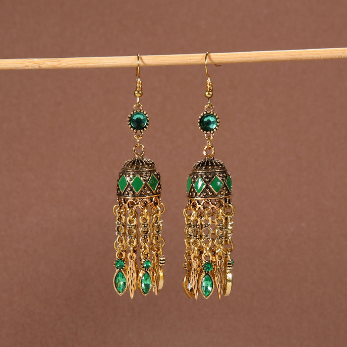 Wholesale Alloy Bohemian Tassel Long Ethnic Style Earrings JDC-ES-Gumi009