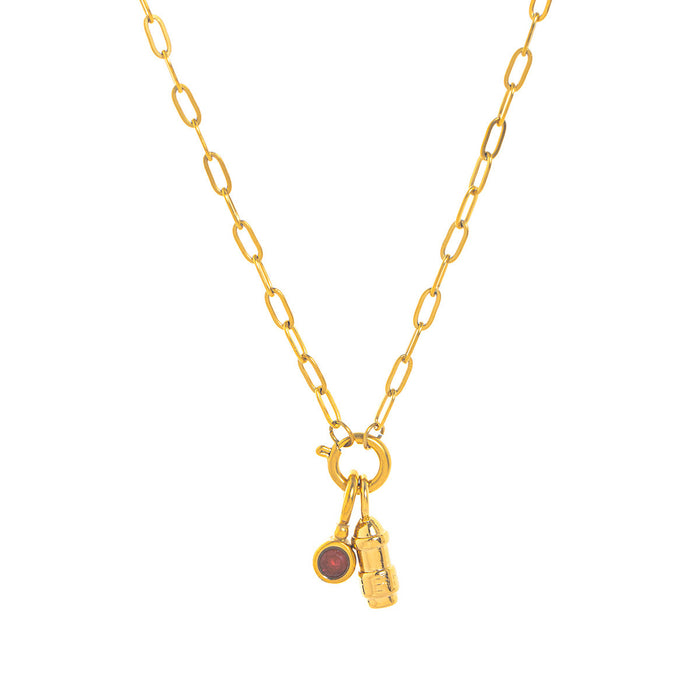 Wholesale stainless steel zircon feather necklace small pendant furnace vacuum plating gold color jewelry