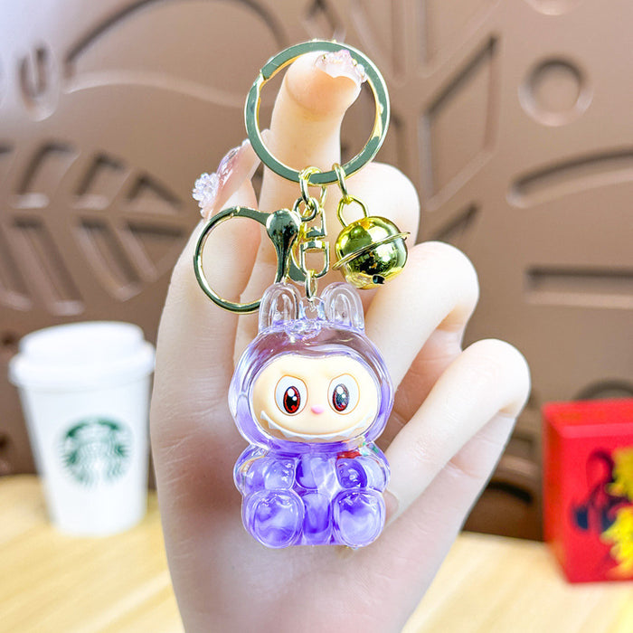 Wholesale Acrylic Bunny Quicksand Keychain Luminous Flashing Cute Doll Bag Gift Keychain