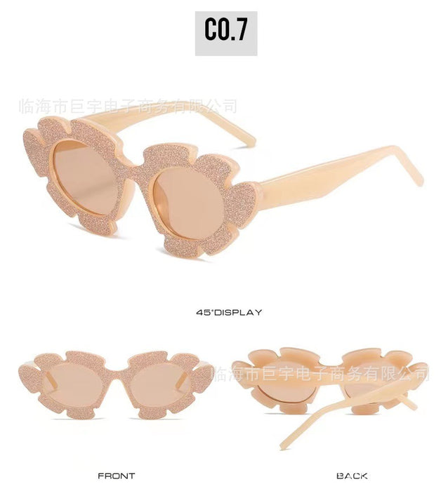Wholesale New Sunflower Sunglasses Fashionable Flower Shaped Funny Decorative Sunglasses Glasses