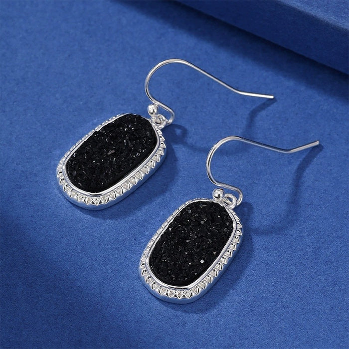 Wholesale Geometric Elliptical Resin Imitation Crystal Tooth Earrings