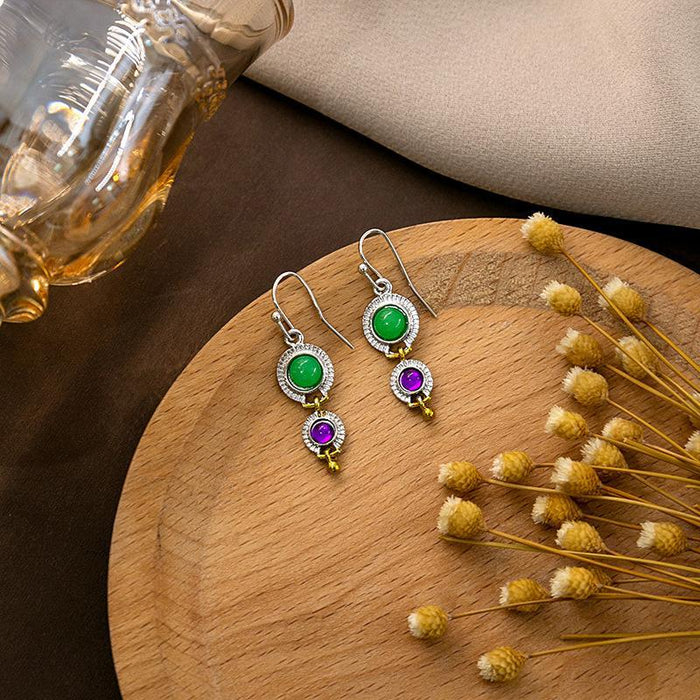 Wholesale Retro Feather Turquoise Earrings Dragonfly  Drop Round Earrings