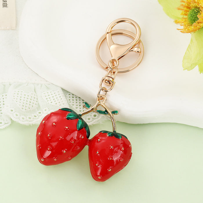 Wholesale Fruit Shaped Metal Keychain Decorative Bag Charm MOQ≥2