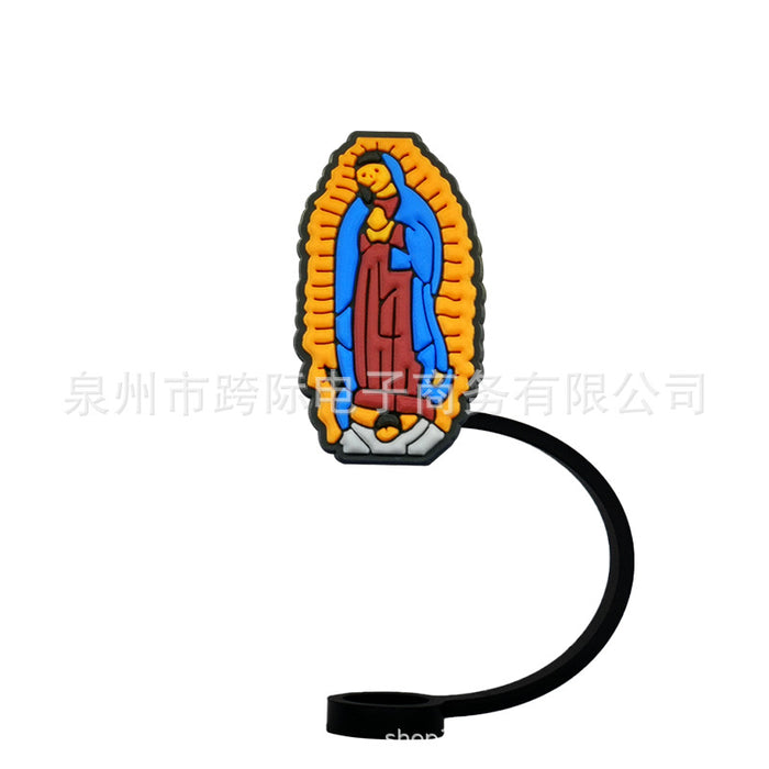 Wholesale Series Cartoon Straw Cover Straw Cap Silicone Dust Stopper Cute Anime Straw Decoration Cross border