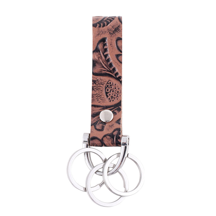 Wholesale Genuine Leather Retro Keychain with Handmade Textured Design