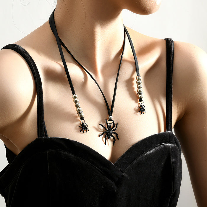 Wholesale Black Spider Pendant Women's Necklace Halloween Party Accessories Gift
