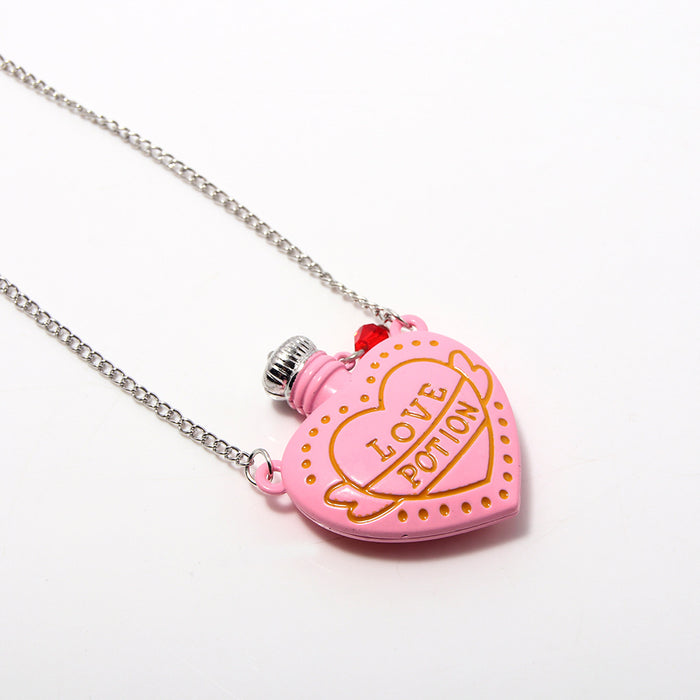 Wholesale Valentine' s Day Heart-Shaped Love Potion Bottle Pendant Necklaces