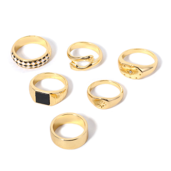 Wholesale Jewelry gold-plated alloy ring set, niche design, stacked ring, ring