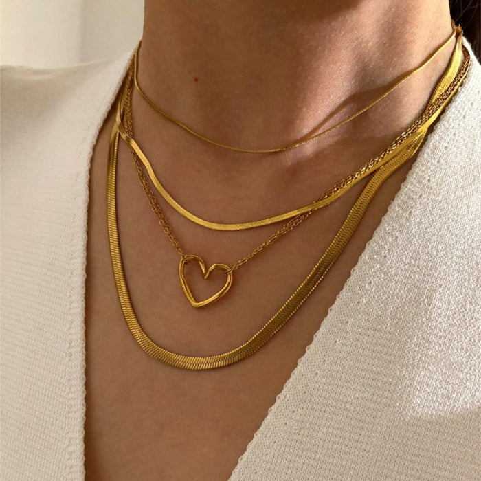 Wholesale Trendy Design Stainless Steel Snake Bone Love Necklace Fashionable Stacked Personalized Necklace