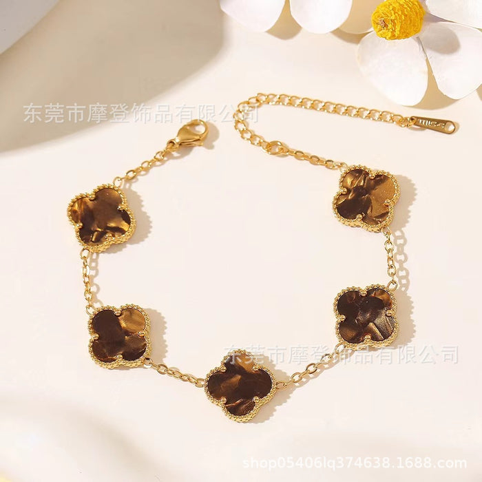 Wholesale titanium steel four-leaf clover bracelet JDC-BT-Modeng002