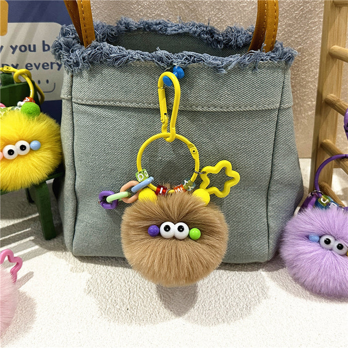 Wholesale Cute Cartoon Keychain Cute Creative Small Coal Ball Plush Doll Schoolbag Pendant Student Doll Gift
