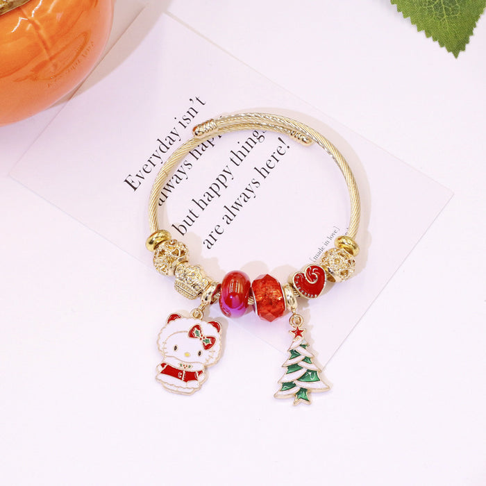 Wholesale Beaded Charm Bracelet Christmas Tree Cartoon Design MOQ≥2