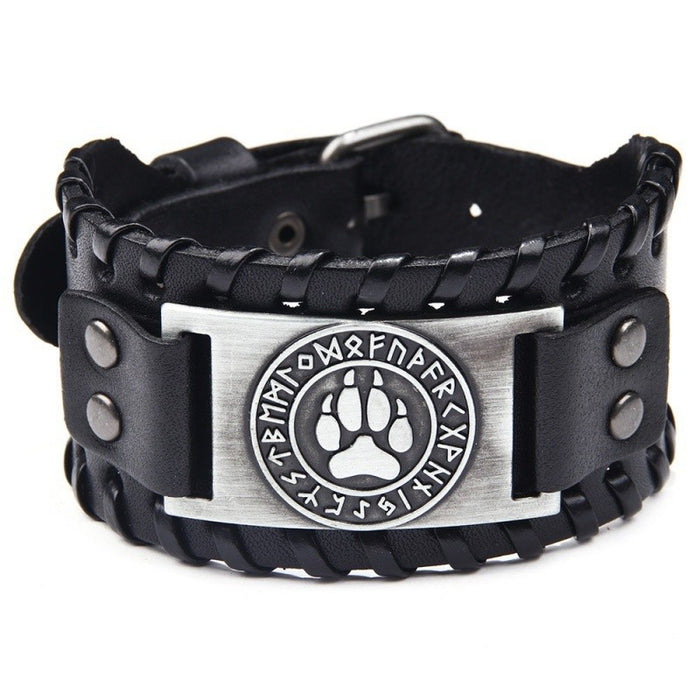 Wholesale Multi-layer Leather Wolf Head Men's Bracelet JDC-BT-FengH002