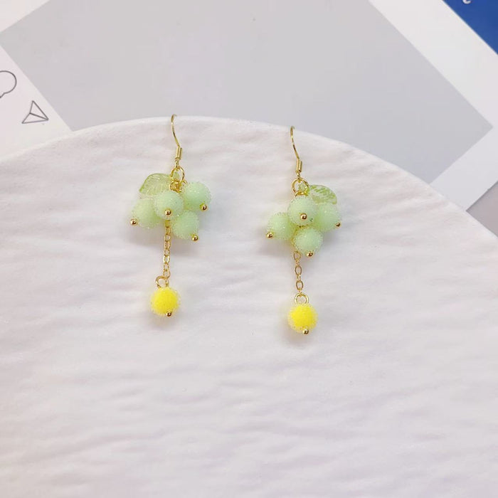 Wholesale New handmade grape earrings long green earrings without ear holes ear clips ear accessories