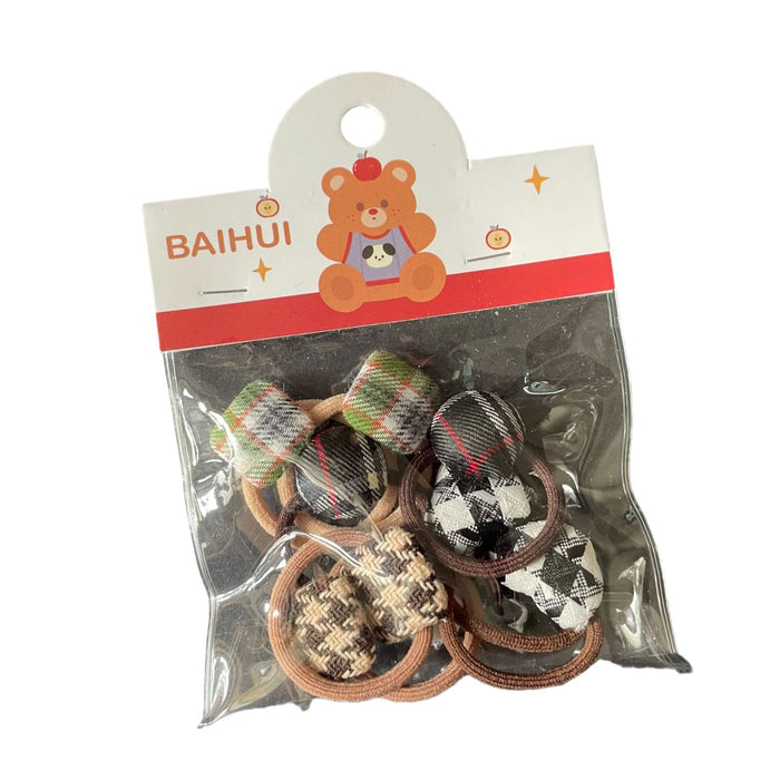 Wholesale Bagged small size Children's Hair Ring All-match Fabric Velvet Plaid Hair Rope