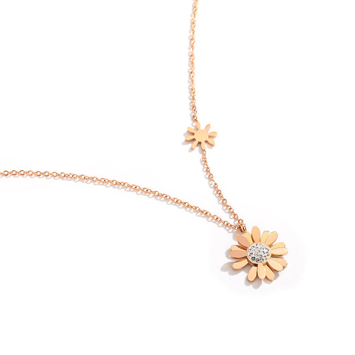 Wholesale titanium steel daisy flower simple temperament necklace JDC-NE-Kucai016