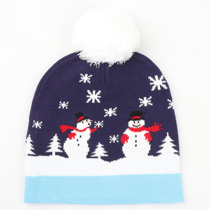 Wholesale Autumn and Winter New Christmas Knitted Jacquard Hat Unisex Warm Pullover Hat with Ball Decorative Cold Hat