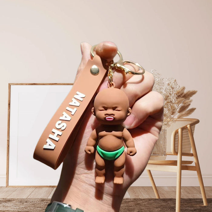 Wholesale Stylish Funny African Doll Keychain Pendant PVC Stress Relief Natasha Figure Car Key Accessory Bag Charm Decorative Gift