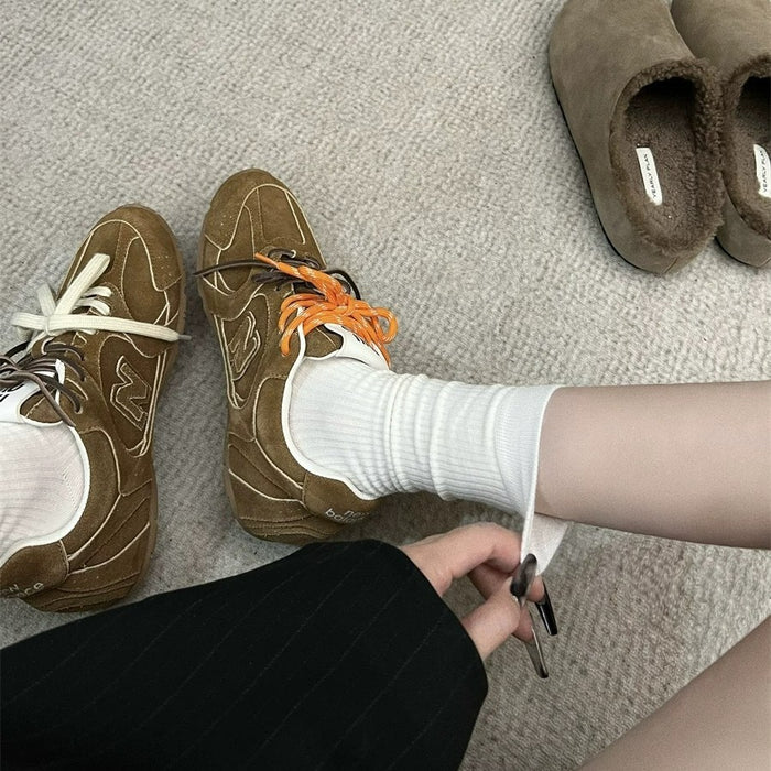 Wholesale Autumn and Winter Minimalist Stocking Solid Color Vertical Pattern Versatile Simple Basic Style Boneless Medium Long Stocking