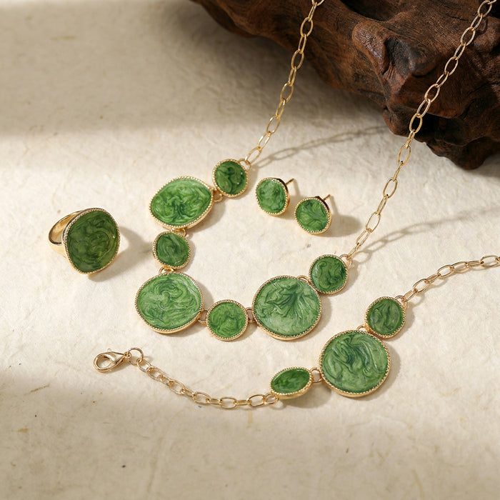 Wholesale Vintage Geometric Circle Necklace Earring Bracelet Set Irregular Jewelry set