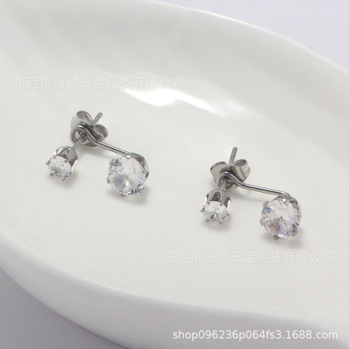 Wholesale Sparkling gemstone titanium steel earring jewelry
